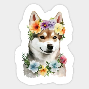 Husky flower Sticker